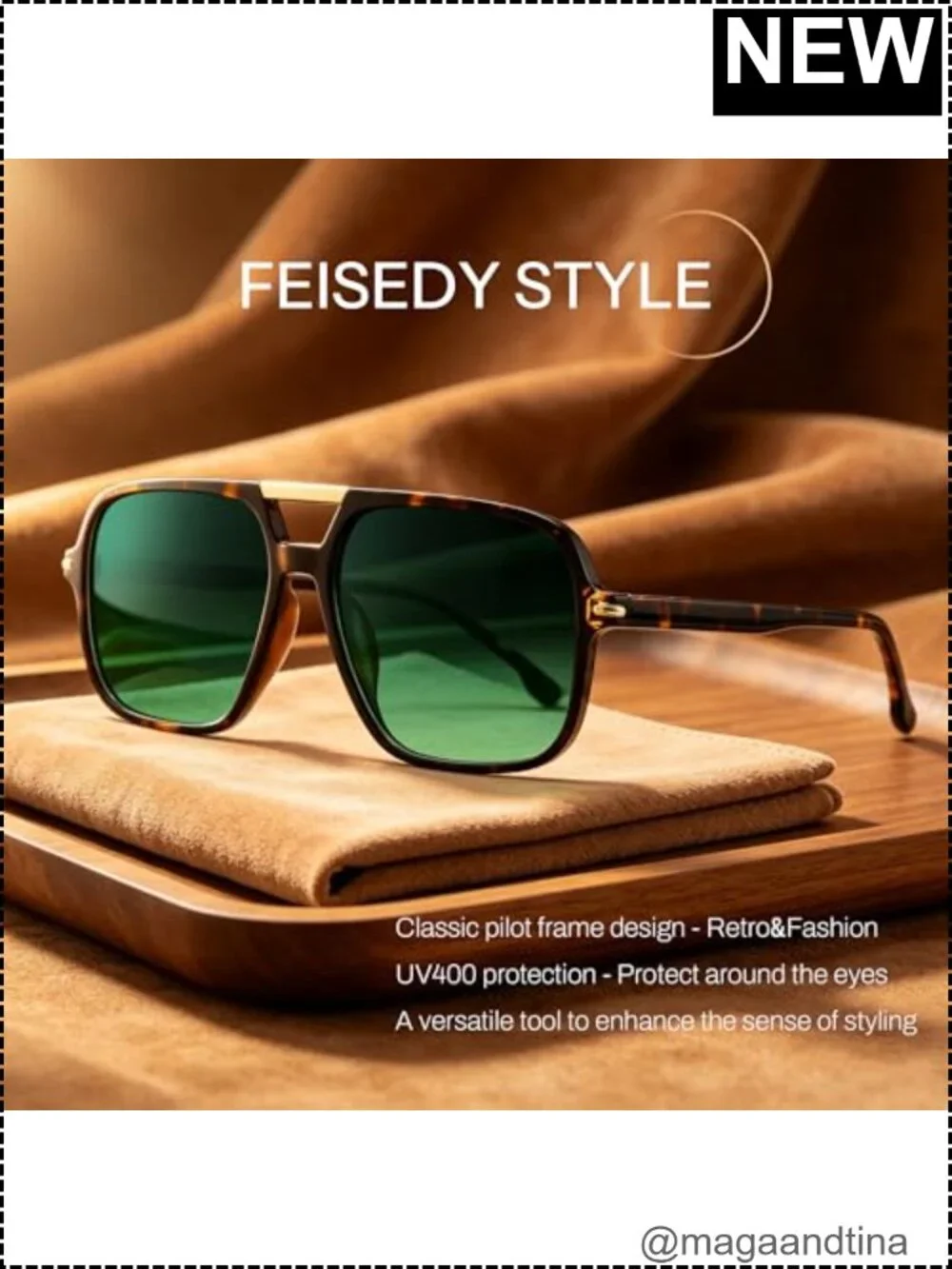 Retro Aviator Sunglasses for Women Men 70s Large Frame UV400